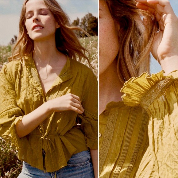 DOEN Citron Cotton Pintucked Lillet Blouse - Picture 3 of 5